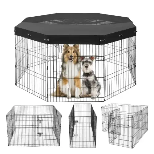 Dog Playpen Foldable Metal Indoor and Outdoor Pen